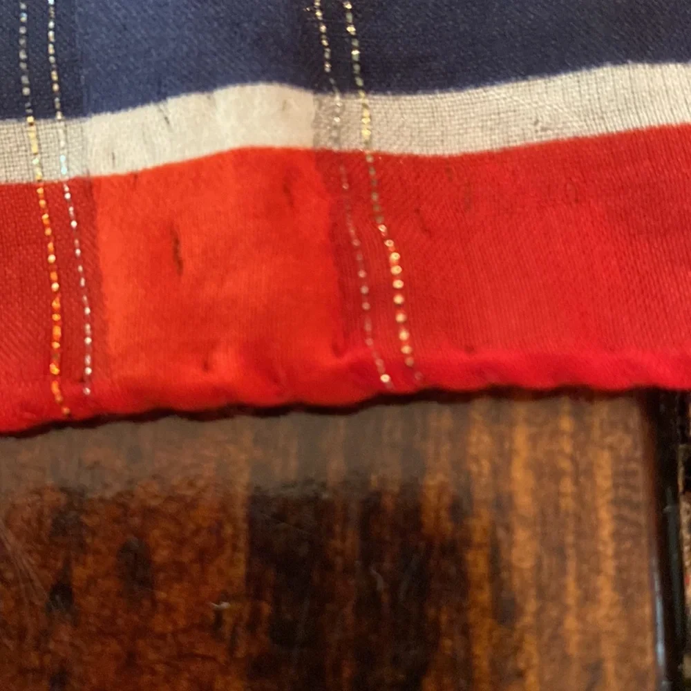 Vintage Marc Aurel Roma red white blue square 31.5 x 31.5 metallic thread scarf